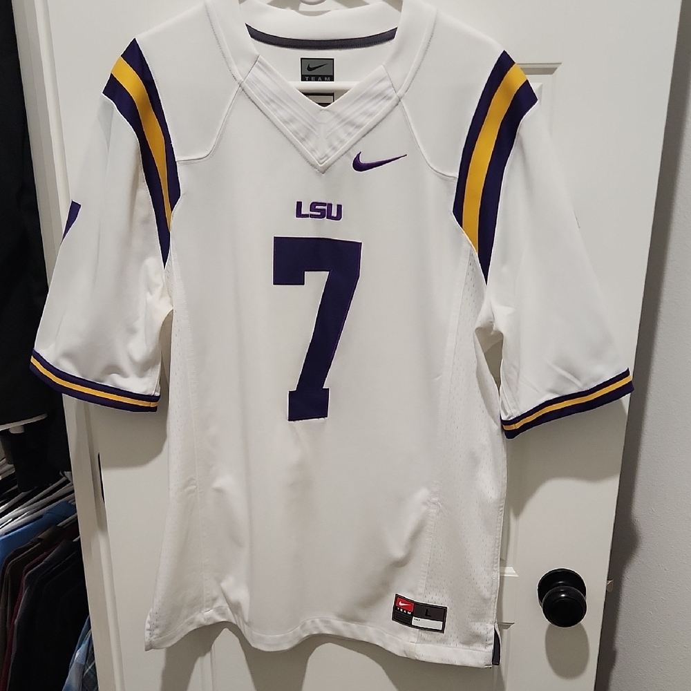 Nike White and Purple LSU Jersey